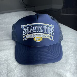 Vntg Atlanta Tire Specialist Bandog GA GEORGIA BLUE MESH SNAPBACK TRUCKER RARE